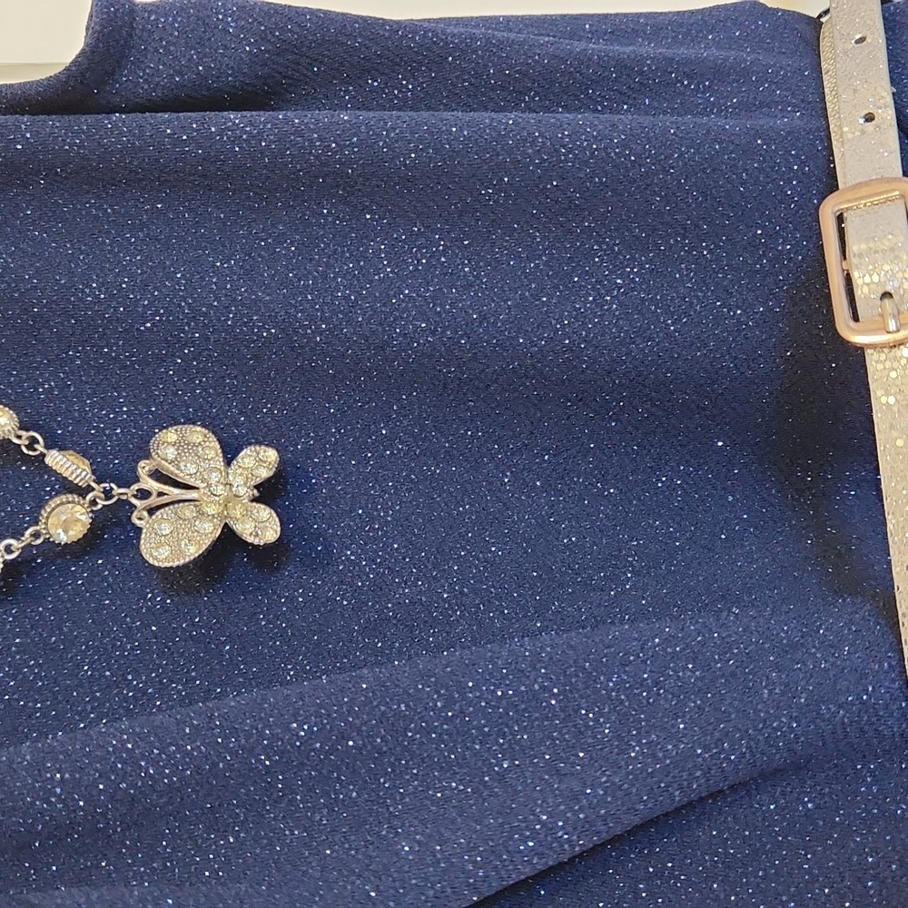 Knitworks Girls Navy Dress with Faux Fur Shrug & Accessories Size 12 - Picture 5 of 7